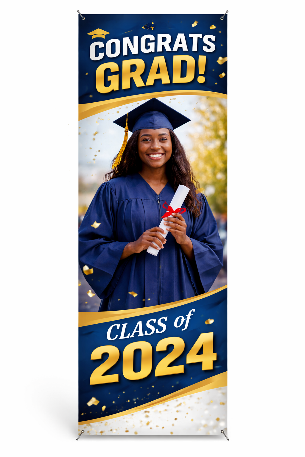 Prom night step-and-repeat banner stand